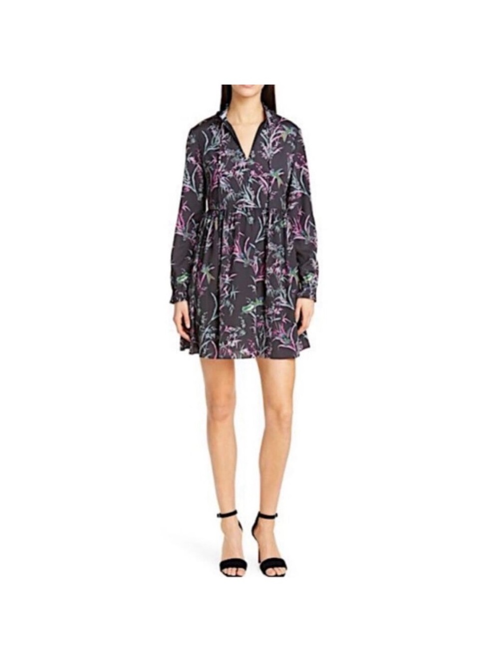Ted Baker Black Mini Dress with Pink Floral Print